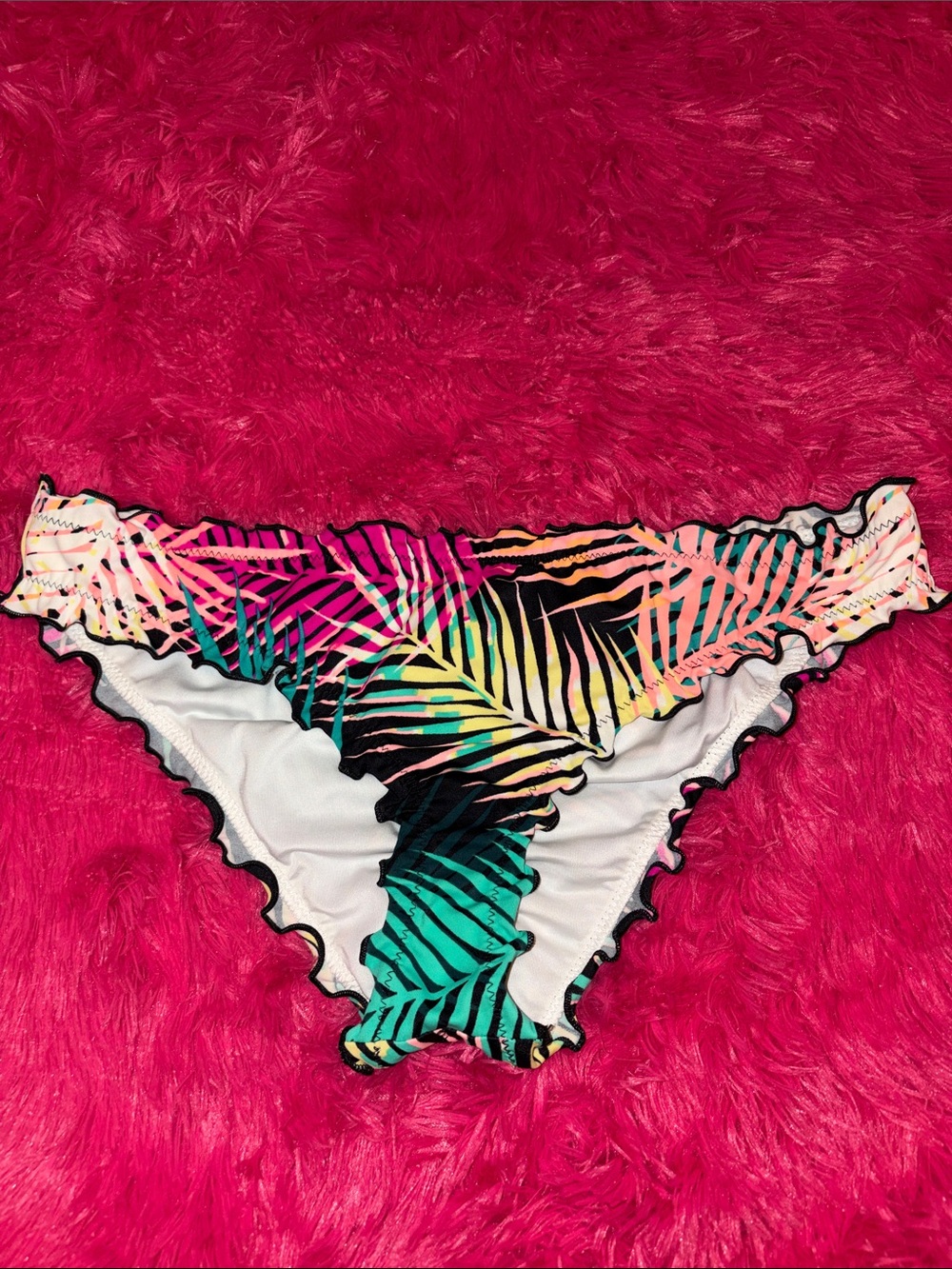 Tropical Palm Print Bikini Bottom - Multicolor